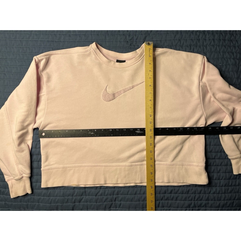 Nike Dri-FIT Cropped Sweatshirt Women's Med Pink Training Crew Swoosh DJ0774-663 - Picture 8 of 10